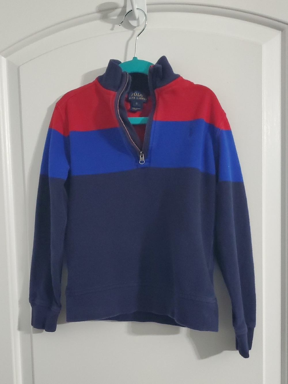 Kids Polo by Ralph Lauren Navy, Royal Blue & Red Quarter-Zip Pullover